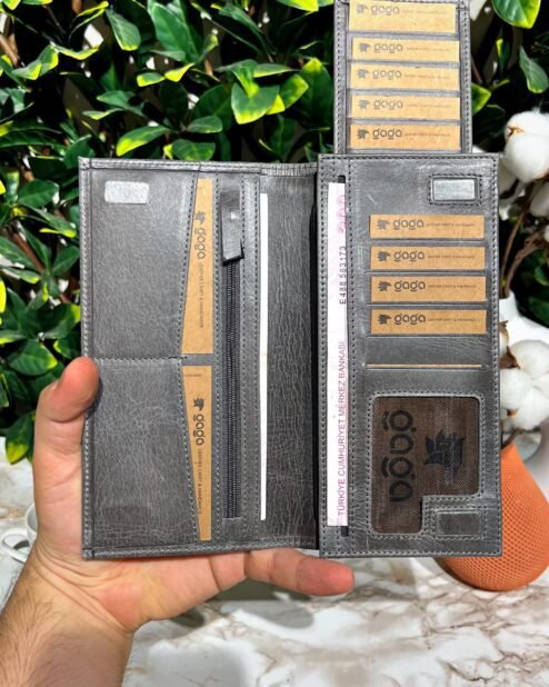 Telefon Bölmeli Mıknatıslı Cüzdan Ve Kartlık Deri Gri 1047