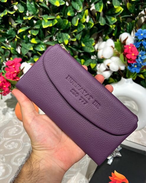 Kadın Deri Cüzdan Telefon Bölmeli Mor 1049