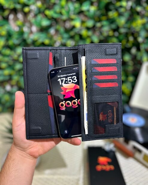 Telefon Bölmeli Mıknatıslı Cüzdan Ve Kartlık Deri Siyah 1047
