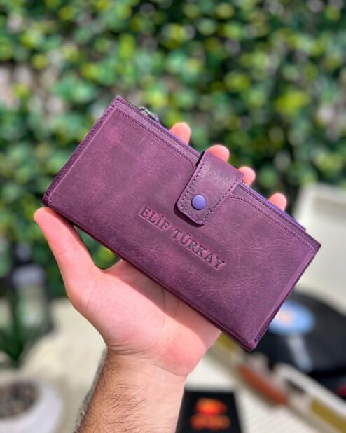 (520-777) Kadın Deri Telefon Bölmeli Cüzdan Mor 1032
