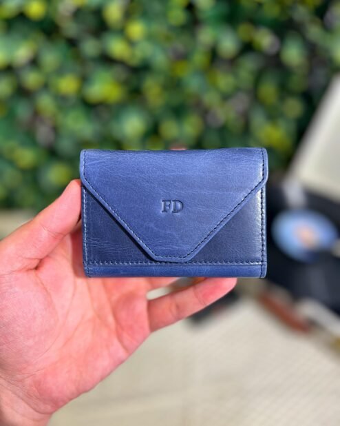 Akordiyon Kartlık Hakiki Deri Mavi 1063