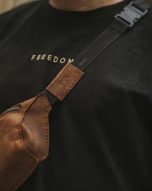 Crossbody Bel Çantası Eskitme Hakiki Deri Fındık 1035