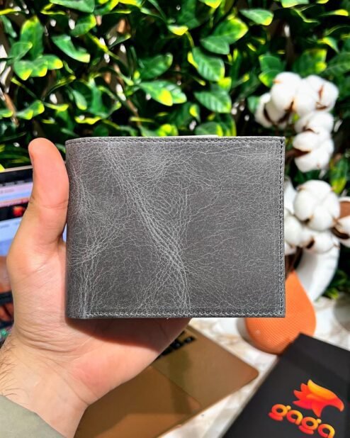 Gizli Para Bölmeli Erkek Deri Cep Cüzdan Gri 1002