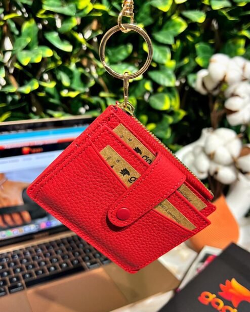 Kadın Deri Kartlık Fermuarlı Hakiki Deri Kırmızı 1052