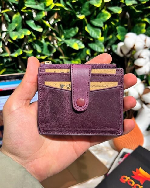 Kadın Kartvizitlik Cüzdan Hakiki Deri Mor 1052