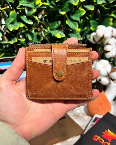 Mini Kartvizitlik Kadın Cüzdan Hakiki Deri Taba 1052