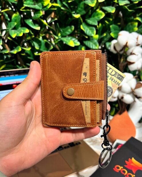 Mini Kartvizitlik Kadın Cüzdan Hakiki Deri Taba 1052