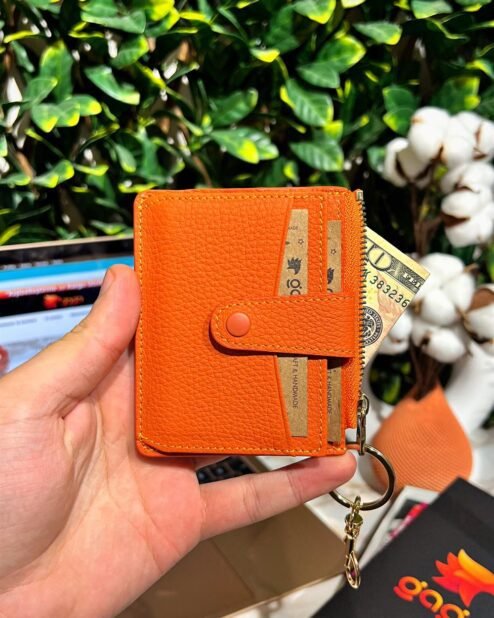 Kadın Cüzdan Kartlık Hakiki Dana Derisi Turuncu 1052