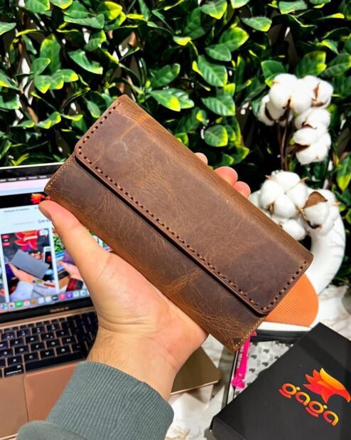 Saraciye Dikişli Cüzdan Hakiki Deri Fındık 1022