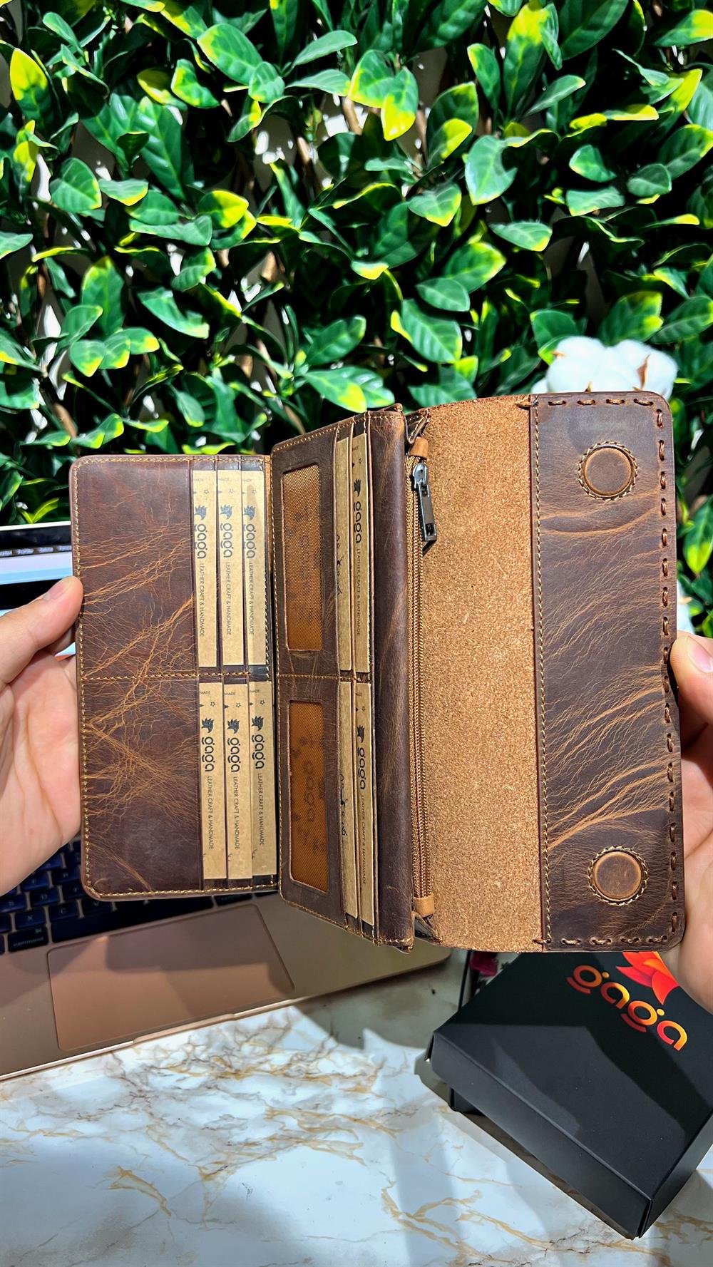 Saraciye Dikişli Cüzdan Hakiki Deri Fındık 1022