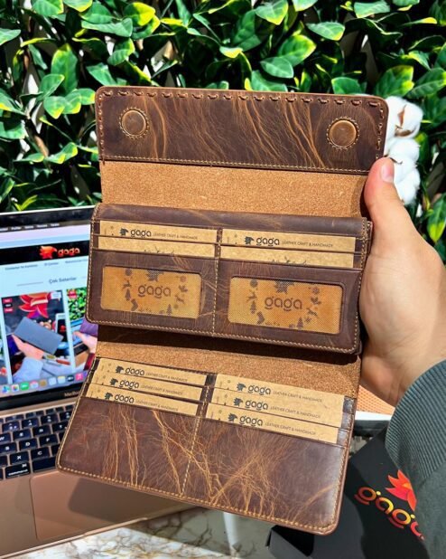 Saraciye Dikişli Cüzdan Hakiki Deri Fındık 1022