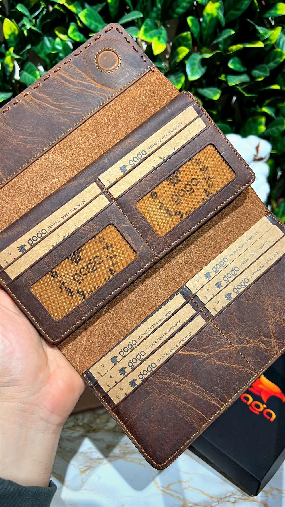 Saraciye Dikişli Cüzdan Hakiki Deri Fındık 1022