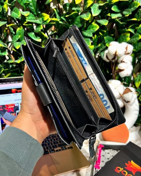 Venice Siyah Çıtçıtlı Tutamaçlı Telefon Bölmeli Cüzdan 1040