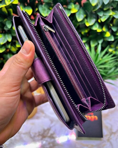 Venice Mor Çıtçıtlı Tutamaçlı Telefon Bölmeli Cüzdan 1040