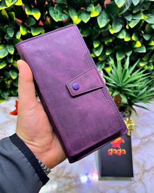 Venice Mor Çıtçıtlı Tutamaçlı Telefon Bölmeli Cüzdan 1040