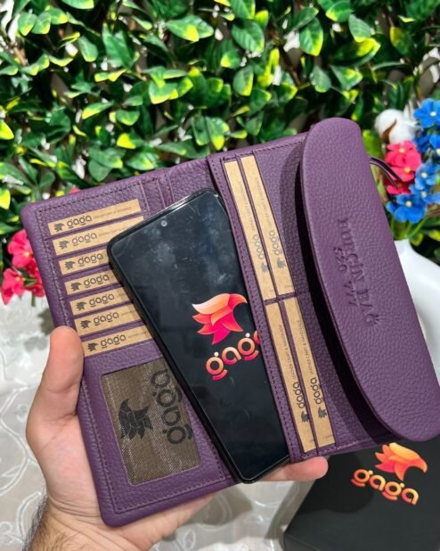Kadın Deri Cüzdan Telefon Bölmeli Mor 1049
