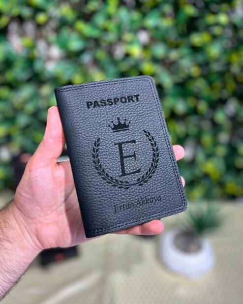 Deri Pasaportluk ve Valiz Etiketi Siyah 1038