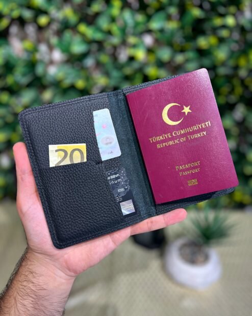 Deri Pasaportluk ve Valiz Etiketi Siyah 1038