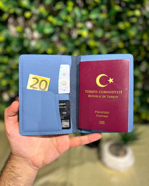 Deri Pasaportluk ve Valiz Etiketi Mavi 1038