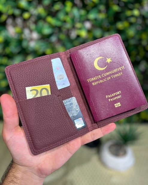 Deri Pasaportluk ve Valiz Etiketi Bordo 1038