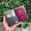 Deri Pasaportluk ve Valiz Etiketi Gri 1038