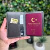 Deri Pasaportluk ve Valiz Etiketi Gri 1038