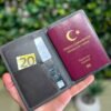 Deri Pasaportluk ve Valiz Etiketi Gri 1038