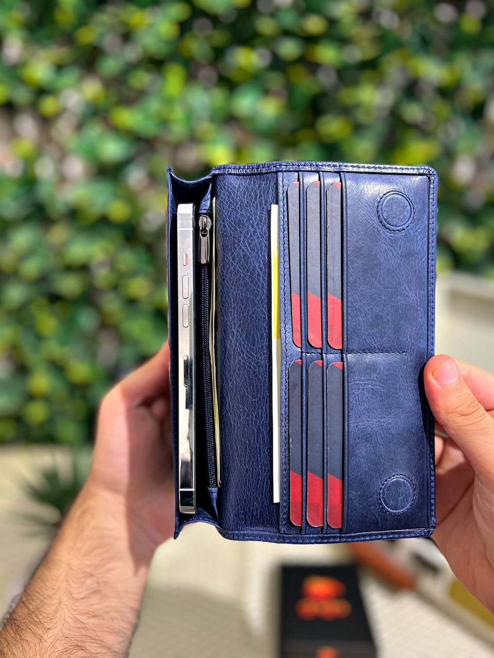 photo_5958624158462100485_y Hakiki Deri Telefon Bölmeli Cüzdan El Tutamaçlı Blue 1028
