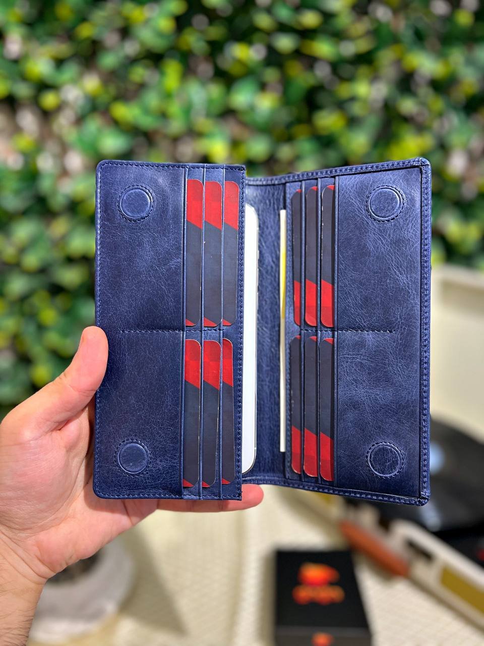 photo_5958624158462100505_y Hakiki Deri Telefon Bölmeli Cüzdan El Tutamaçlı Blue 1028