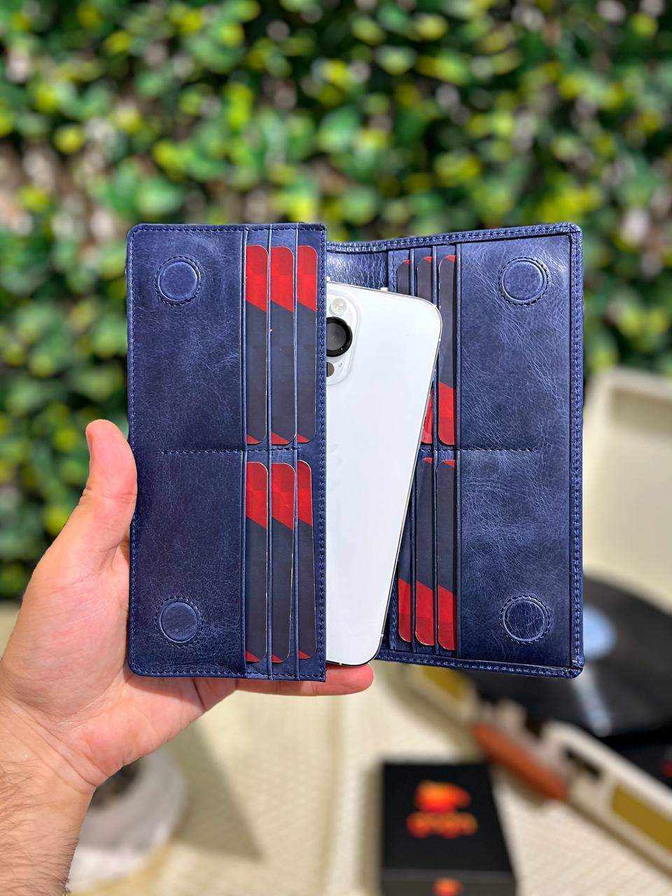 photo_5958624158462100506_y Hakiki Deri Telefon Bölmeli Cüzdan El Tutamaçlı Blue 1028