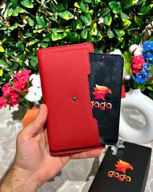 Venice Kırmızı Çıtçıtlı Tutamaçlı Telefon Bölmeli Cüzdan 1040