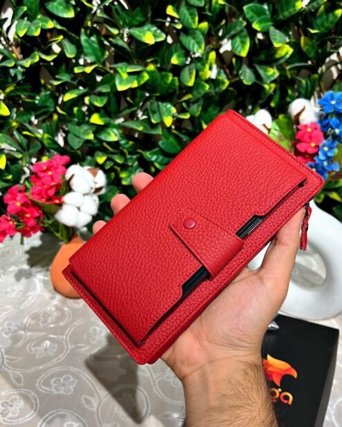 Venice Kırmızı Çıtçıtlı Tutamaçlı Telefon Bölmeli Cüzdan 1040