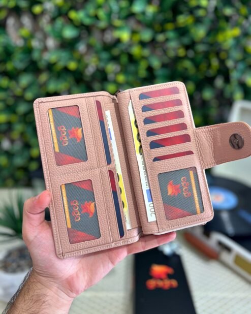 Lüks Büyük Cüzdan Hakiki Deri Pudra 1069