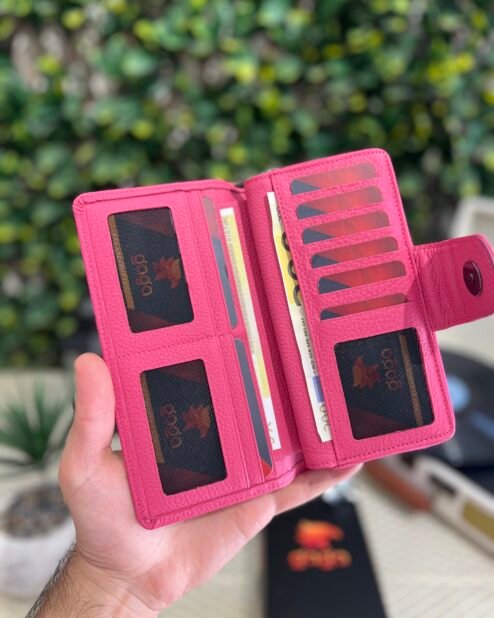 Lüks Büyük Cüzdan Hakiki Deri Pembe 1069