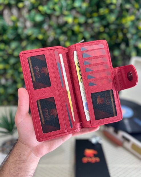 Lüks Büyük Cüzdan Hakiki Deri Kırmızı 1069