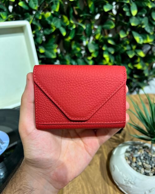 Akordiyon Kartlık Hakiki Deri Kırmızı 1063