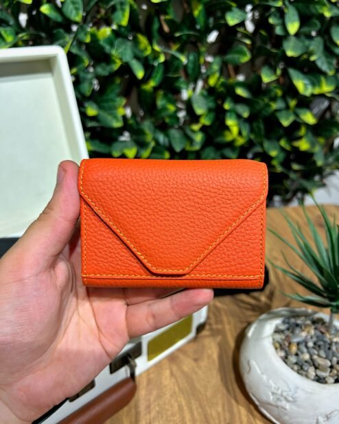 Akordiyon Kartlık Hakiki Deri Turuncu 1063