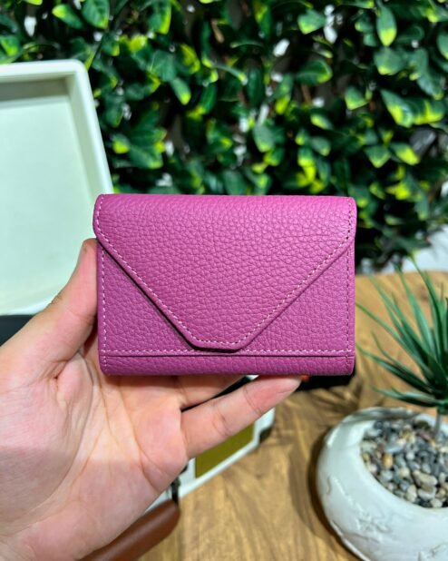 Akordiyon Kartlık Hakiki Deri Pembe 1063