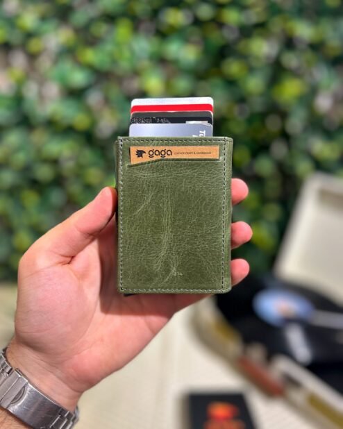 Mekanizmalı Cüzdan Hakiki Deri Yeşil 1001