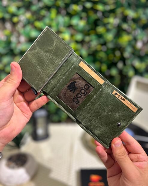 Mekanizmalı Cüzdan Hakiki Deri Yeşil 1001