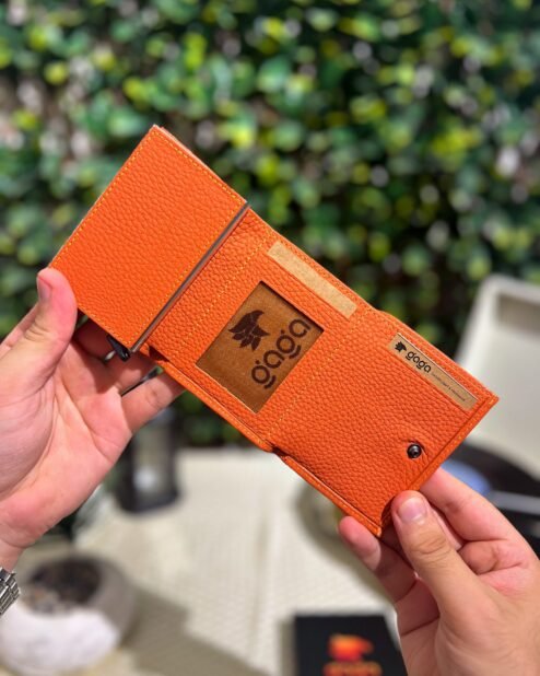 Mekanizmalı Cüzdan Hakiki Deri Turuncu 1001