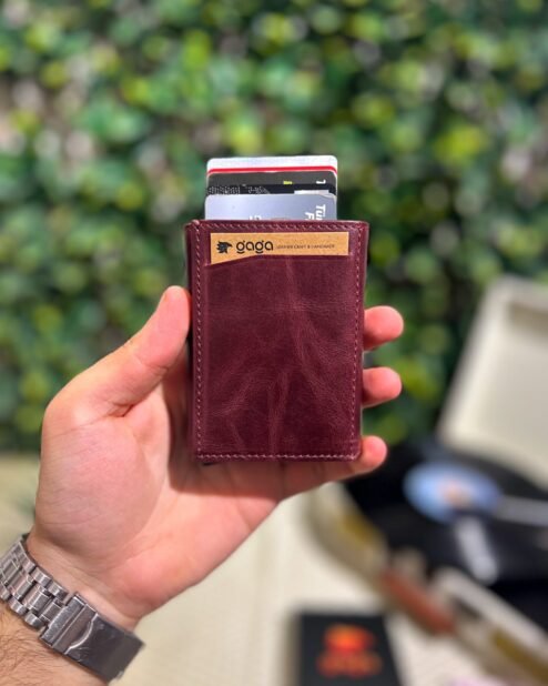 Mekanizmalı Cüzdan Hakiki Deri Bordo 1001