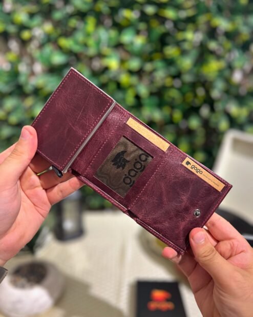 Mekanizmalı Cüzdan Hakiki Deri Bordo 1001