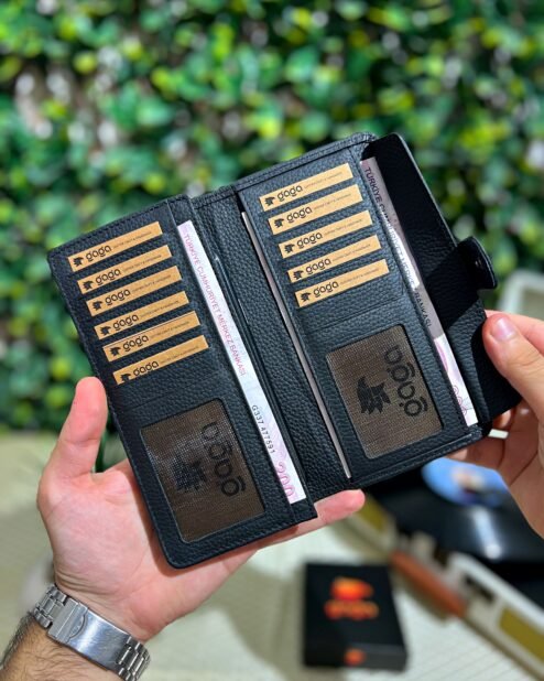Çıtçıtlı Telefonlu Hakiki Deri Siyah Cüzdan 1005