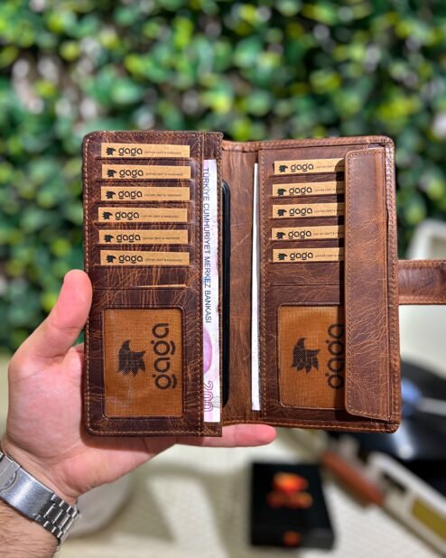 Çıtçıtlı Telefonlu Hakiki Deri Fındık Cüzdan 1005