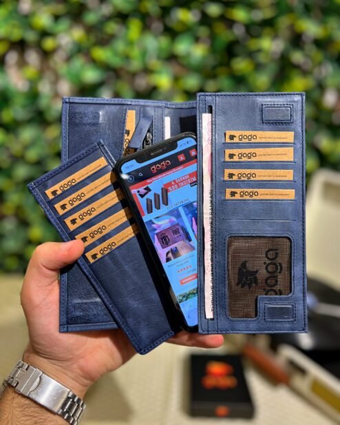Telefon Bölmeli Mıknatıslı Cüzdan Ve Kartlık Eskitme Deri Mavi 1047
