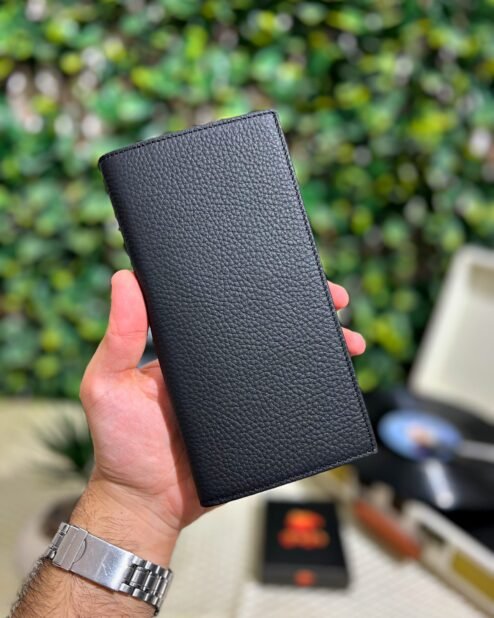 Kapaklı Telefon Bölmeli Hakiki Deri Cüzdan Siyah 1453
