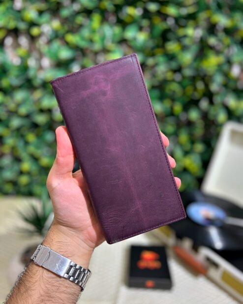 Kapaklı Telefon Bölmeli Hakiki Deri Cüzdan Mor 1453