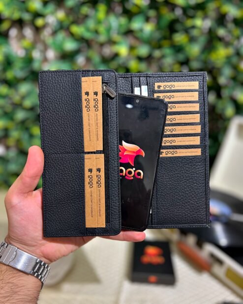 Kapaklı Telefon Bölmeli Hakiki Deri Cüzdan Siyah 1453