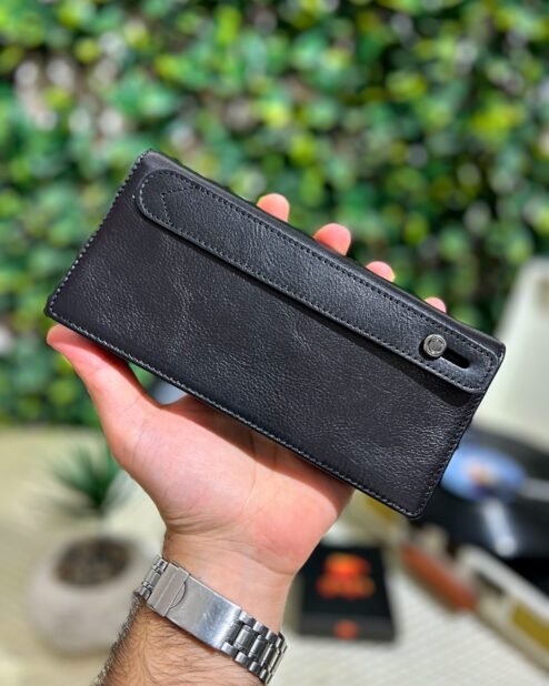 El Tutamaçlı Telefon Bölmeli Cüzdan Parlak Siyah 1028